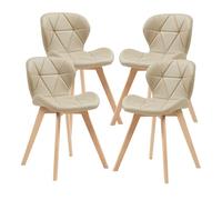 [en.casa] Lot de 4 Chaises de Salle à Manger Design Intemporel Set de 4 Fauteuils Rembourrés pour Cuisine Salle à Manger Salon Capacité 120 kg Simili Bois de Hêtre 78 x 47 x 52 cm Beige