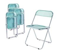 [en.casa] Lot de 4 Chaises Pliantes Ensemble de 4 Sièges de Salle à Manger Set de 4 Chaises pour Invités Cuisine Bureau Acier Chromé Polycarbonate 74 x 46 x 47 cm Vert Menthe