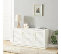 [en.casa] Meuble à Chaussures Armoire à Chaussures pour 12 Paires Meuble de Rangement avec Portes Ajourées pour Entrée Dressing MDF 62 x 125 x 36 cm Blanc