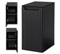 [en.casa] Meuble Bas de Salle de Bain Design à Montage Mural avec Porte Système Softclose MDF Panneau de Particules Métal 30 x 60 x 40 cm Rainuré Noir