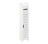 [en.casa] Meuble de Salle de Bain Placard Stylé Meuble de Rangement avec Dérouleur de Papier Toilette Porte-Rouleau Bois Composite 80 x 15 x 15 cm Blanc