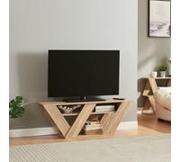 [en.casa] Meuble TV avec 2 Étagères Banc Télé avec Surfaces de Rangement Support Écran Design pour Salon Panneau de Particules 110 x 30 x 40 cm Effet Chêne