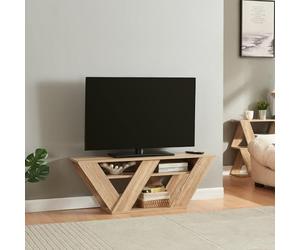 [en.casa] Meuble TV avec 2 Étagères Banc Télé avec Surfaces de Rangement Support Écran Design pour Salon Panneau de Particules 110 x 30 x 40 cm Effet Chêne