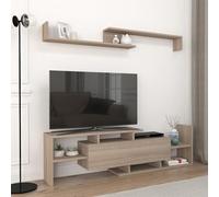 [en.casa] Meuble TV avec Étagère Murale Support Télé Compartiments de Rangement Ouverts et Armoire Stable Élégant Moderne Salon Séjour Chambre Panneau de Particules 154 x 28 x 42 cm Effet Chêne