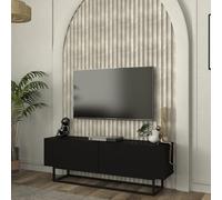[en.casa] Meuble TV avec Piètement Court Banc Télévision avec 2 Portes Buffet Bas Meuble de Rangement Design pour Salon Panneau de Particules Métal 135 x 32 x 47 cm Noir