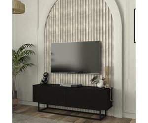 [en.casa] Meuble TV avec Piètement Court Banc Télévision avec 2 Portes Buffet Bas Meuble de Rangement Design pour Salon Panneau de Particules Métal 135 x 32 x 47 cm Noir