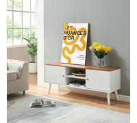 Meuble TV Reyljand 120 x 35 x 50 cm blanc effet teck