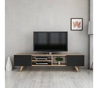 Meuble TV Assens à 2 portes 40 x 160 x 31 cm effet chêne - noir [en.casa]