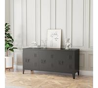 [en.casa] Meuble TV Design à 3 Portes pour Salon Bureau 58 x 113 x 40 cm Commode avec Surfaces de Rangement Intérieures Capacité de Charge 20 kg Acier Laminé à Froid Noir