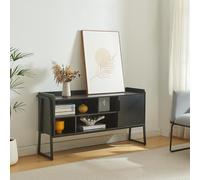 [en.casa] Meuble TV Design Industriel Banc Télé Table Télévision Buffet avec 4 Compartiments de Rangement Ouverts et Armoire Métal Panneau de Particules 120 x 34 x 63 cm Noir