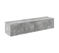 [en.casa] Meuble TV Mural Evaton 140 x 33 x 30 cm avec 2 Portes Abattantes Support Télé Flottant Étagère Moderne avec 2 Compartiments de Rangement Salon Chambre Bureau Effet Béton