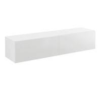 en.casa Meuble TV Mural Evaton 140 x 33 x 30 cm Blanc Brillant 2 Portes Abattantes Salon et Bureau