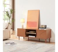 [en.casa] Meuble TV Support Télé avec 2 Compartiments de Rangement Ouverts et 2 Portes Passages de Câbles Intégrés Stable Élégant Salon Chambre Moderne Acier MDF 120 x 40 x 45 cm Couleur Rouille