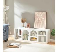 [en.casa] Meuble TV Support Télé avec 7 Compartiments Ouverts Élégant Peu Encombrant Stable Accessoires Multimédia Décoration pour Salon Chambre Bureau Moderne MDF 140 x 40 x 48 cm Blanc