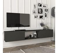 [en.casa] Meuble TV Support Télé avec Compartiments Fermés et Ouverts Banc Télévision avec Espace de Rangement pour Console Jeux Salon Chambre Panneau de Particules 180 x 31 x 30 cm Anthracite