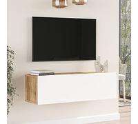 Meuble TV Lapinlahti à porte 29,5 x 100 x 31,5 cm effet bois de pin - blanc [en.casa]