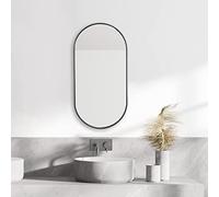 Miroir mural Picciano ovale 40 x 80 cm noir mat