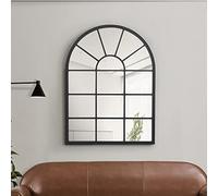 Miroir mural Villalago forme fenêtre arrondie 80 x 60 cm noir mat
