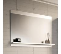 [en.casa] Miroir Mural Élégant Rectangulaire avec Étagère Pratique Rangement et Effet Agrandissant Montage Simple pour Salle de Bains Panneau de Particules Verre 60 x 50 x 12 cm Blanc
