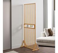 [en.casa] Paravent Design Intemporel Séparateur de Pièce Élégant Brise-Vue Cloison de Séparation pour Intérieur avec Surface de Rangement Bambou 197 x 76 x 40 cm Naturel