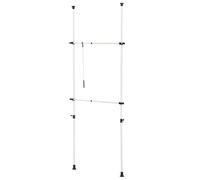 [en.casa] Penderie Télescopique Garde-Robe Mobile Porte-Manteau Ajustable avec Barres de Penderie Système de Porte-Vêtements Réglable en Hauteur et Largeur Acier Laqué Plastique 75 - 115 cm Blanc