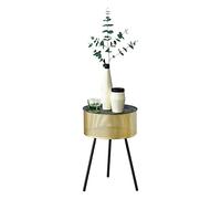 [en.casa] Petite Table Table Basse Ronde pour Salon Panier avec Plateau Amovible Polyvalente Métal 50 x 35 cm Noir Doré