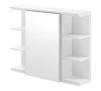 [en.casa] Placard Mural Design Meuble de Rangement à Suspendre Meuble de Salle de Bain Porte avec Miroir Étagères Réglables Panneau de Particules Mélaminé 64 x 80 x 20 cm Blanc