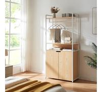 Portant à vêtements Larem avec armoire 180 x 84 x 40 cm blanc effet chêne