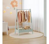 [en.casa] Portant à Vêtements pour Enfants Portemanteau avec Compartiment de Rangement Ouvert pour Chaussures Jouets Porte-Habits Support Organisateur Chambre d'Enfant MDF 99 x 66 x 38 cm Vert Menthe