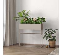 Support pour fleurs 'Joensuu' Bac surélevé avec étagère Acier 80 x 80 x 25 cm Gris clair