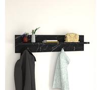 [en.casa] Portemanteau à 10 Crochets Meuble d'Entrée avec Surface de Rangement Patère Murale Panneau de Particules Plastique 80 x 13 x 18 cm Effet Marbre Noir