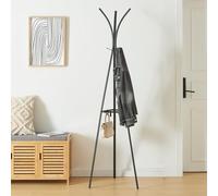 [en.casa] Portemanteau Design Minimaliste pour Couloir Entrée Bureau Porte-Manteau Patère Trépied avec 9 Crochets pour Manteaux Vestes Écharpes Sacs Acier 181 x 53 x 53 cm Noir