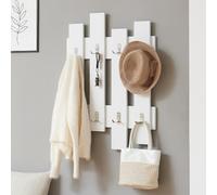 [en.casa] Portemanteau Mural à 16 Crochets Patère Murale Meuble d'Entrée Pratique Moderne pour Chapeaux Vestes Echarpes Sacs Panneau de Particules 80 x 60 x 3 cm Blanc