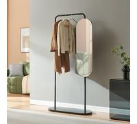 Portemanteau sur pied avec miroir Vamn 167 x 80 x 35 cm noir