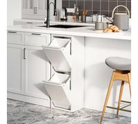 Armoire de tri 'Sollentuna' avec 2 compartiments basculants en métal 2 seaux de 14 L blanc