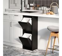 [en.casa] Poubelle de Recyclage Murale à 2 Compartiments Inclinables Armoire de Tri Sélectif à 2 Bacs Amovibles de 14 Litres Design Élégant Peu Encombrant Métal Plastique 93 x 33 x 25 cm Noir