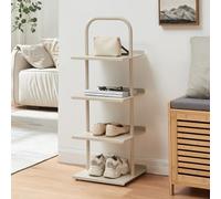 [en.casa] Range-Chaussures avec 4 Étagères pour 4 Paires Meuble à Chaussures Rangement Stockage pour Entrée Chambre Dressing Acier Laqué 96 x 34 x 32 cm Champagne