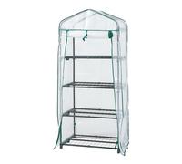 [en.casa] Serre de Jardin à Porte Enroulable Zippée Serre de Balcon avec 4 Étagères pour Plantes Fleurs Légumes Semis Tomates Acier Bâche Polyéthylène 158 x 69 x 49 cm Blanc