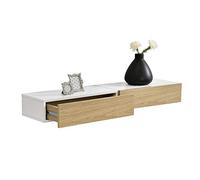 [en.casa] Set de 2 Étagères Murales avec Comptoir Panneau de Particules Blanc Bois 2 x 50x24x12cm