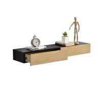 [en.casa] Set de 2 Étagères Murales avec Comptoir Panneau de Particules Noir Bois 2 x 50x24x12cm
