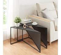 [en.casa] Set de 2 Tables Basses Gigognes Ensemble de 2 Tables d'Appoint Idéales comme Tables d'Angles Lot de 2 Bouts de Canapé de Tailles Différentes Métal Noir