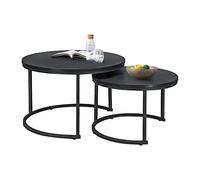 Set de 2 tables basses Christchurch rondes gigognes noir [en.casa]