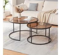 Set de 2 tables basses Kokkola gigognes verre fumé marron