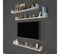 [en.casa] Set de 3 Étagères Murales pour Entrée Salon Cuisine Meuble de Rangement Multi-Usages Capacité 3 x 10 kg Panneau de Particules 12 x 120 x 15 cm Blanc