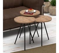 Set de 3 tables d'appoint Ølgod rondes gigognes naturel noir