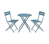 [en.casa] Set de Bistrot Meubles de Jardin Pliables Design Table Basse Ronde 2 Chaises pour Terrasse Balcon Set de Meuble d'Extérieur Patio Acier Turquoise