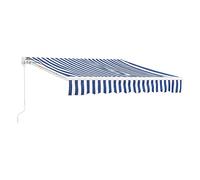Store à bras articulé « Bitonto » 350 x 250 cm avec manivelle, structure en aluminium, bleu / blanc