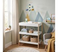 [en.casa] Table à Langer Oupilu avec 2 Étagères 91 x 82 x 53 cm Blanc | étagère à langer, meuble de rangement, sur 2 niveaux, stable, avec rebord surélevé