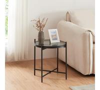 Table d'appoint ronde Lier verre trempé métal 46 x 42 cm noir