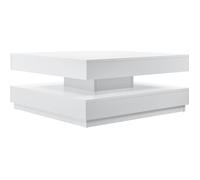 [en.casa] Table Basse avec Plateau Tournant Panneau de Fibre de Bois Blanc 76 x 76 x 38 cm